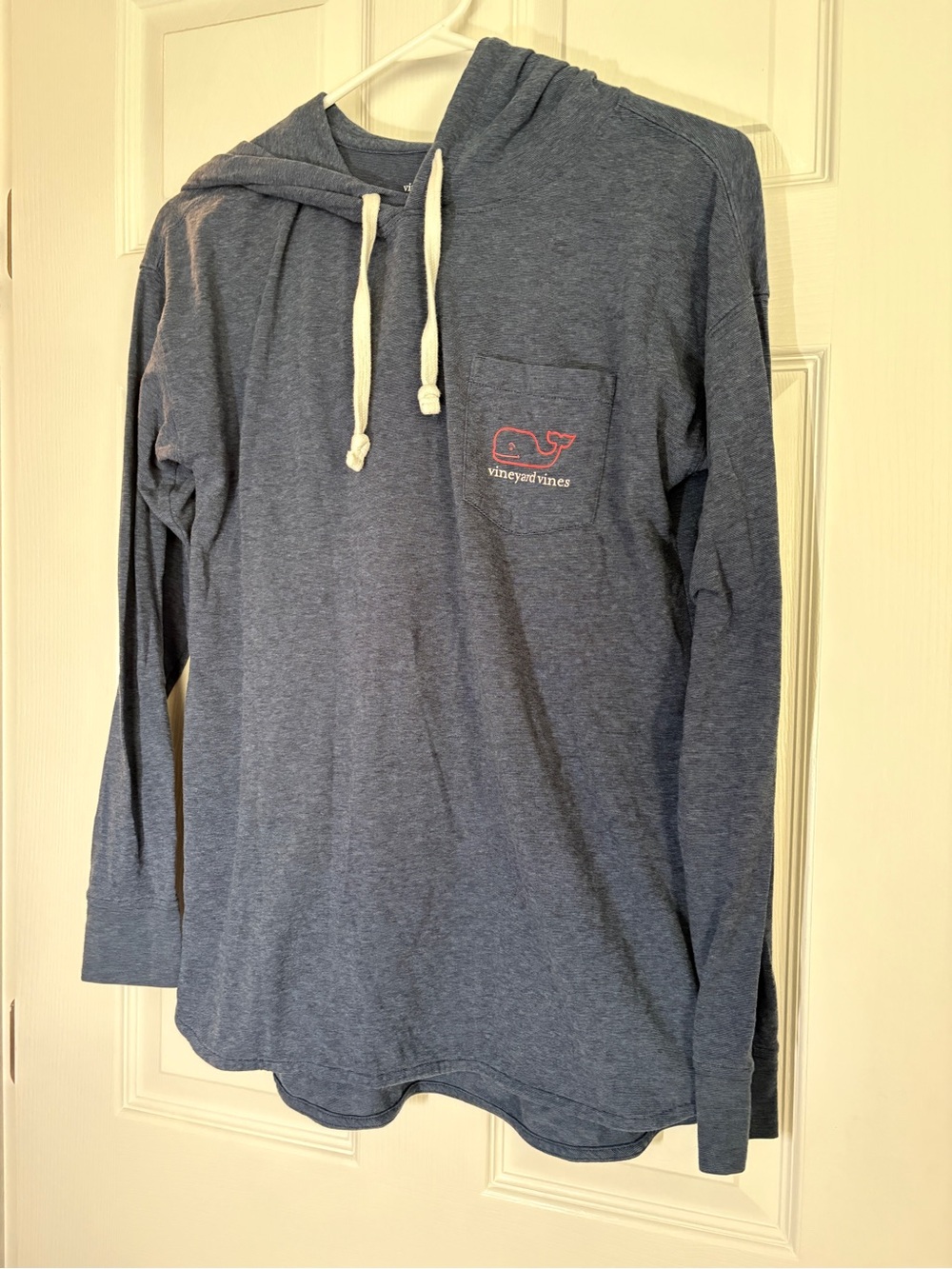 Vineyard Vines Heather Blue Hooded Long Sleeve Pocket Tee